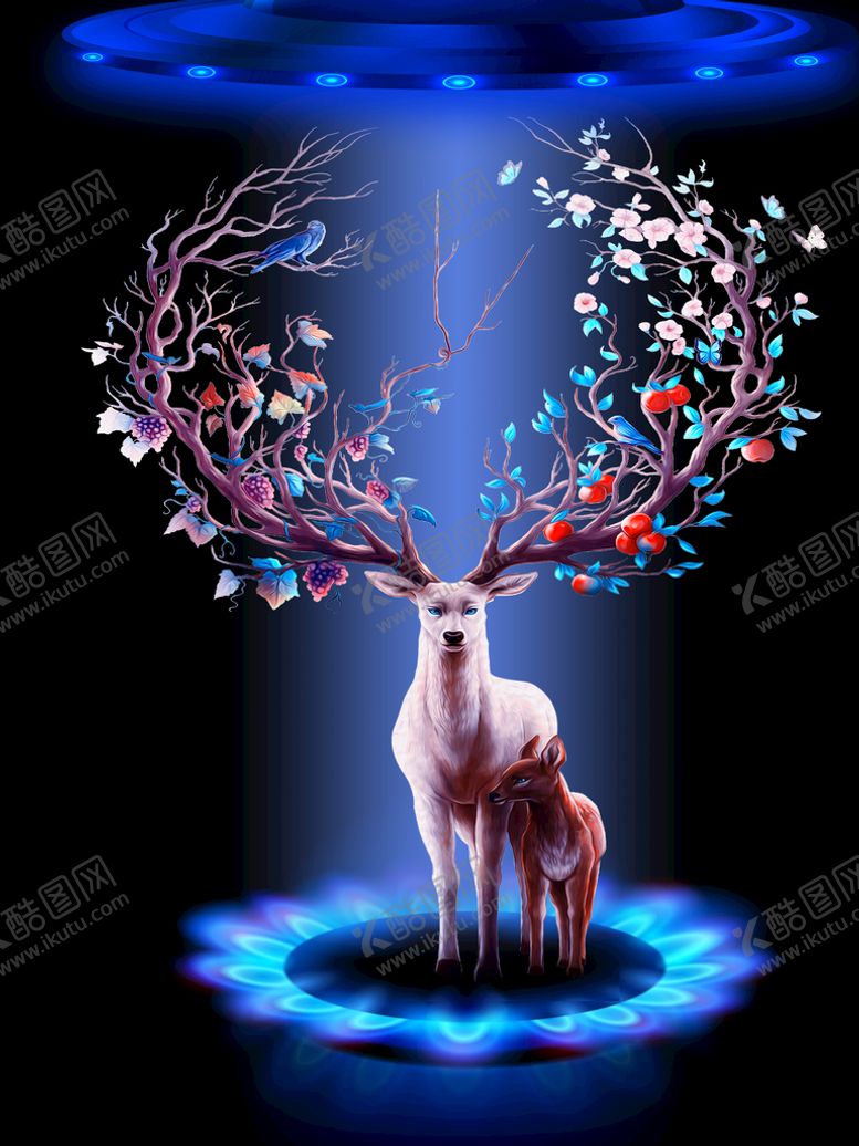 编号：87286810231318053403【酷图网】源文件下载-轻奢装饰画 麋鹿