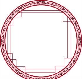 中国风红色边框回纹描边小轩窗