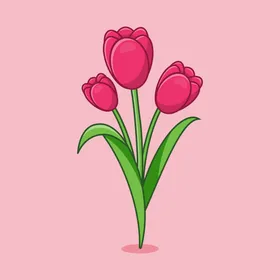卡通郁金香插图花朵简笔画