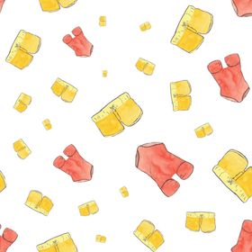 夏季可爱手绘水彩无缝插图