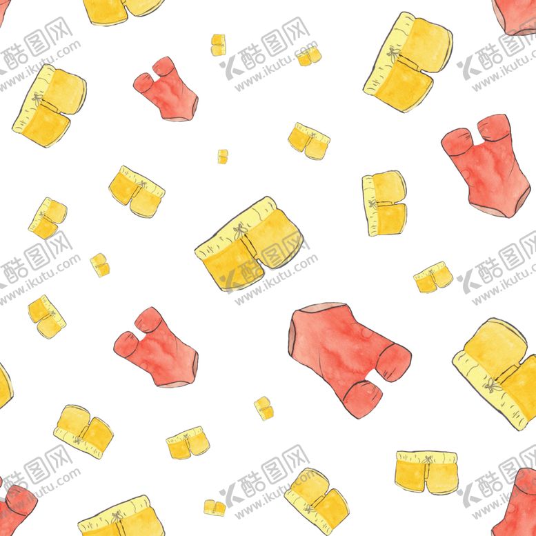 编号：24316905140105016313【酷图网】源文件下载-夏季可爱手绘水彩无缝插图