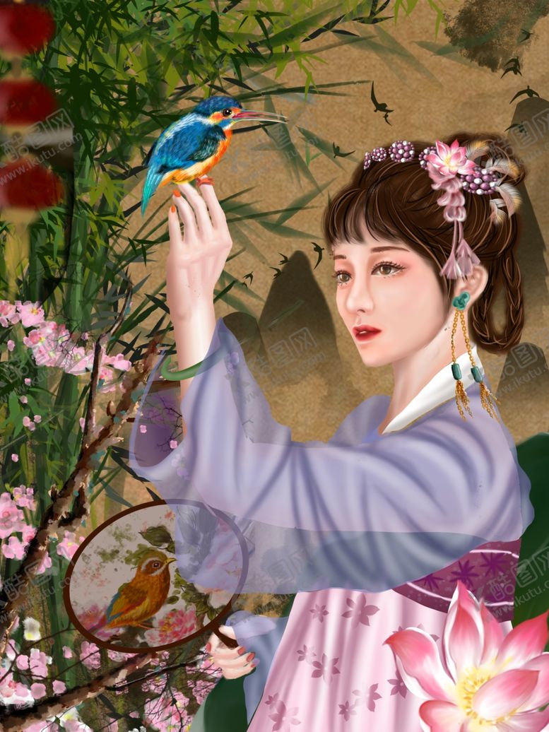 编号：42407709101503018056【酷图网】源文件下载-古装美女插画