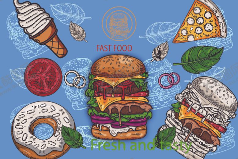 编号：25326711020254076594【酷图网】源文件下载-快餐插画