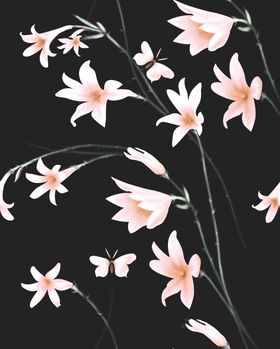 百合花手绘四方连续花纹