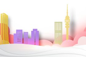 城市建筑剪影合成海报素材