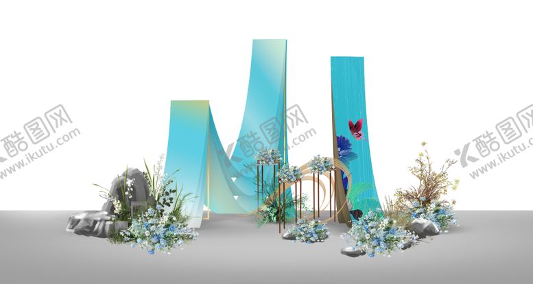 编号：56966907120938298663【酷图网】源文件下载-蓝绿中式展示美陈