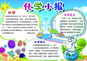 卡通风格化学小报设计