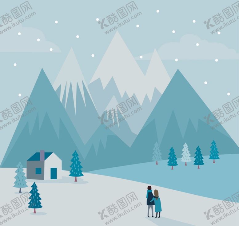 编号：95503410181248225922【酷图网】源文件下载-看雪景的情侣背影