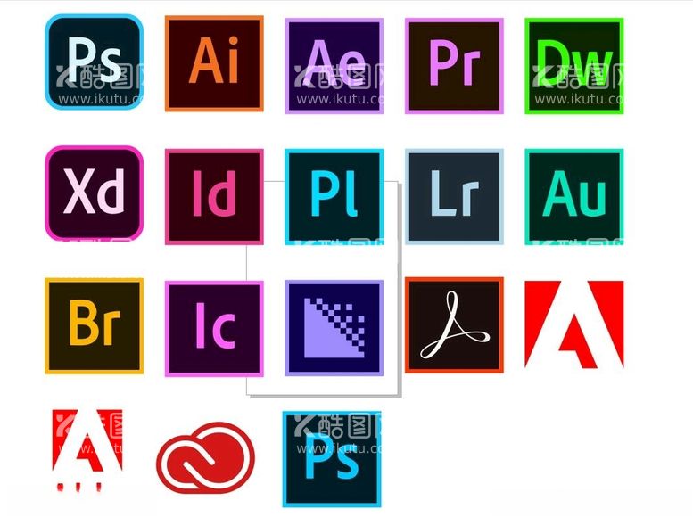 编号：96710112031734083182【酷图网】源文件下载-Adobe全家桶软件图标