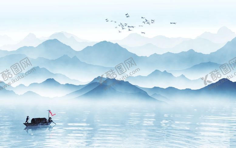 编号：66780006271325571860【酷图网】源文件下载-国风山水墙贴墙画壁画背景素材