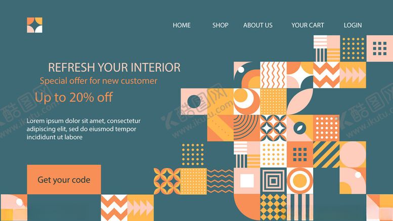 编号：57357711020055363769【酷图网】源文件下载-多彩几何网页设计界面