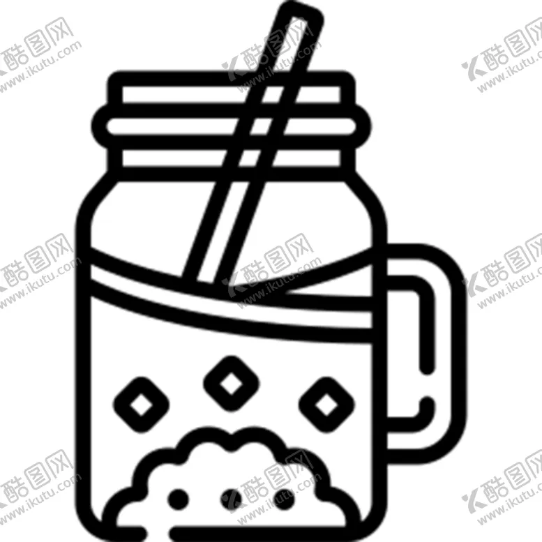 编号：50912309241018232401【酷图网】源文件下载-珍珠奶茶黑白图标