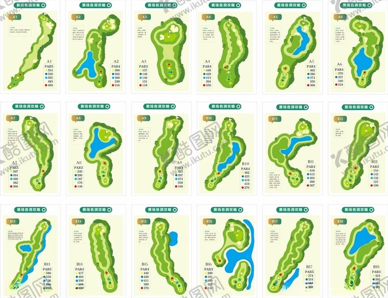编号：42700311012309288905【酷图网】源文件下载-高夫球赛场各洞攻略路线图