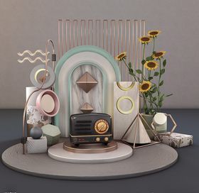 C4D模型电商收音机场景