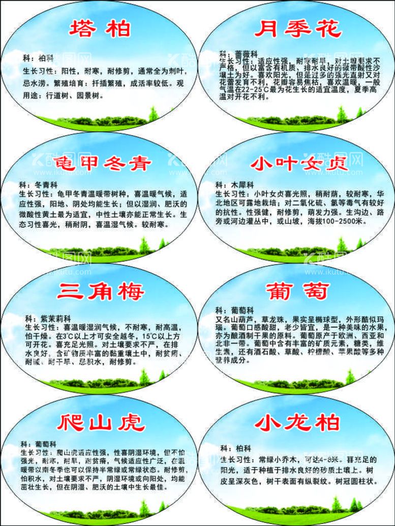 编号：93849402061206506652【酷图网】源文件下载-树木牌 花草牌