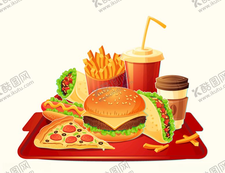 编号：32523005010923176009【酷图网】源文件下载-西式快餐食物插画