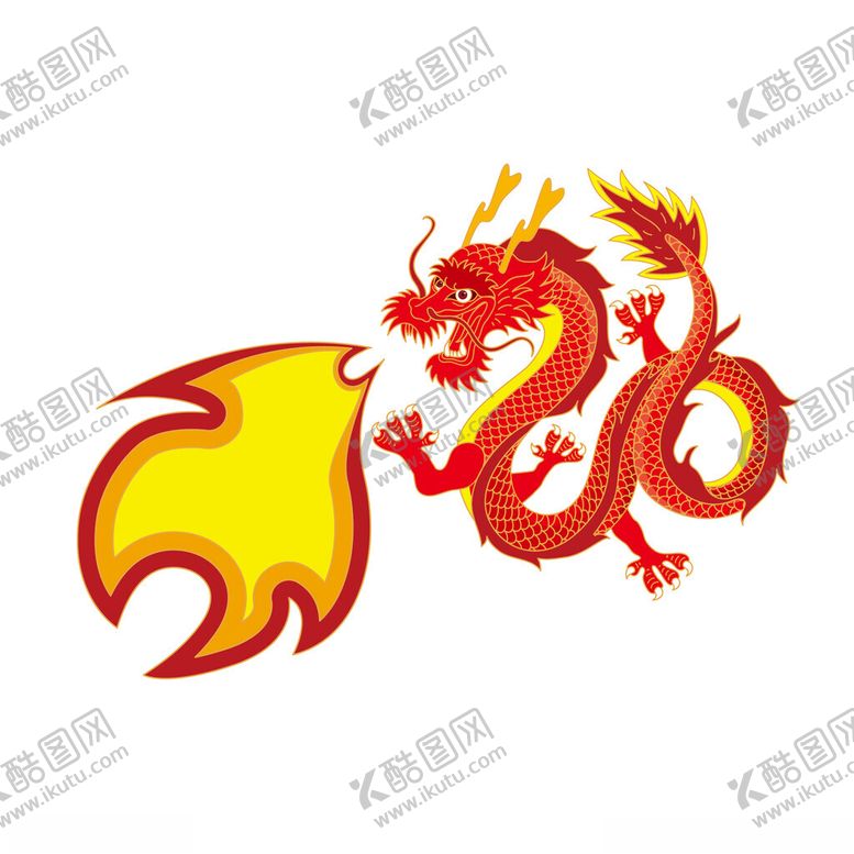 编号：67552602280759082559【酷图网】源文件下载-矢量喷火的中国龙