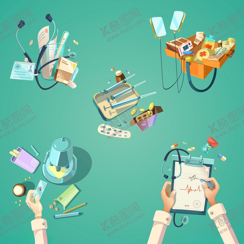 编号：24218604030348408641【酷图网】源文件下载-医疗办公场景与多样工具