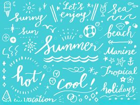 夏日海滩度假手写元素