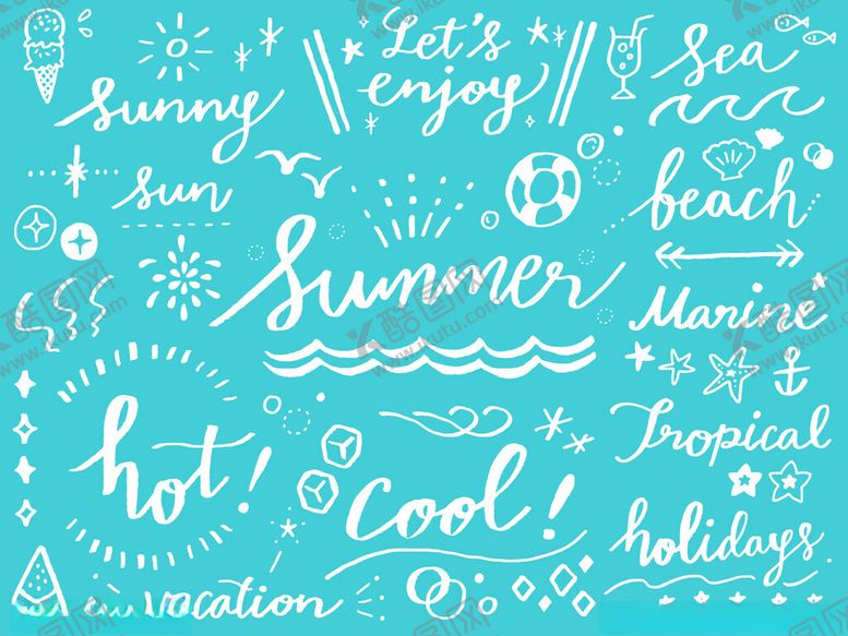 编号：27243011202102393758【酷图网】源文件下载-夏日海滩度假手写元素