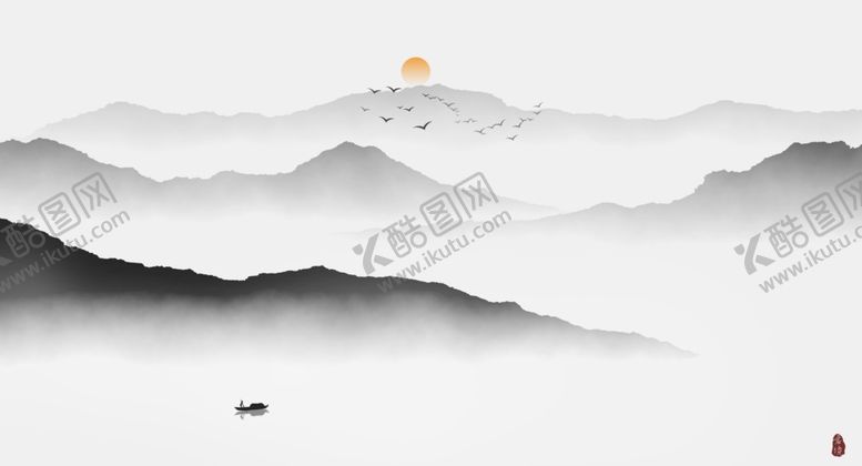 编号：18889310140815332264【酷图网】源文件下载-抽象意境水墨山水画