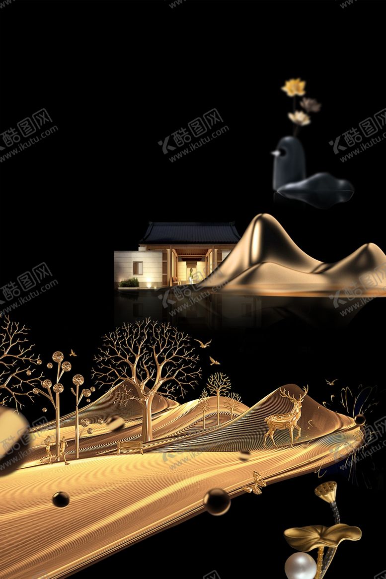 编号：92573009290447128994【酷图网】源文件下载-黑金海报背景