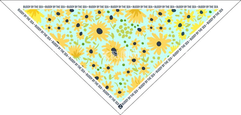编号：83320810152035516549【酷图网】源文件下载-绿底手绘黄色菊花树叶三角方巾