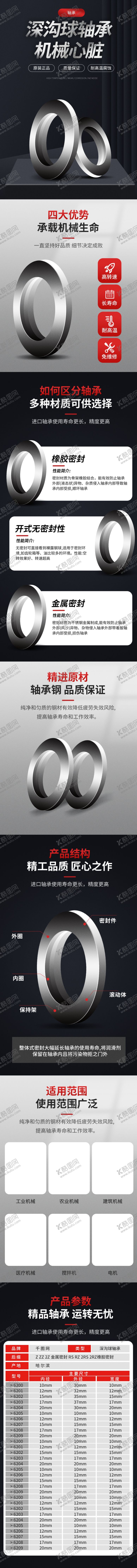 编号：54580105052355046175【酷图网】源文件下载-深色深沟球轴承机械五金详情