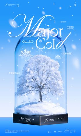 大寒节气雪花树酒吧海报