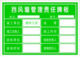 调节风窗管理牌 责任牌 