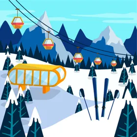 滑雪场背景寒冷地插图
