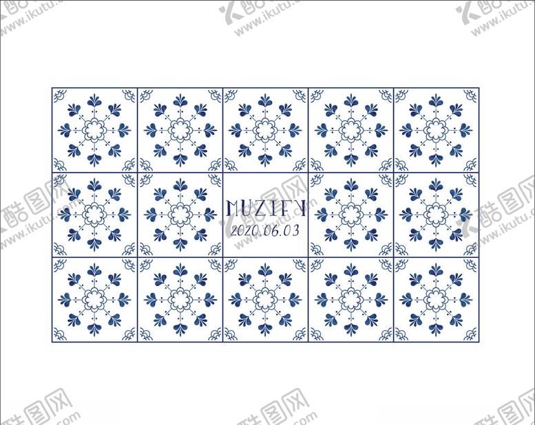 编号：16022009270712122615【酷图网】源文件下载-蓝色花卉瓷砖图案