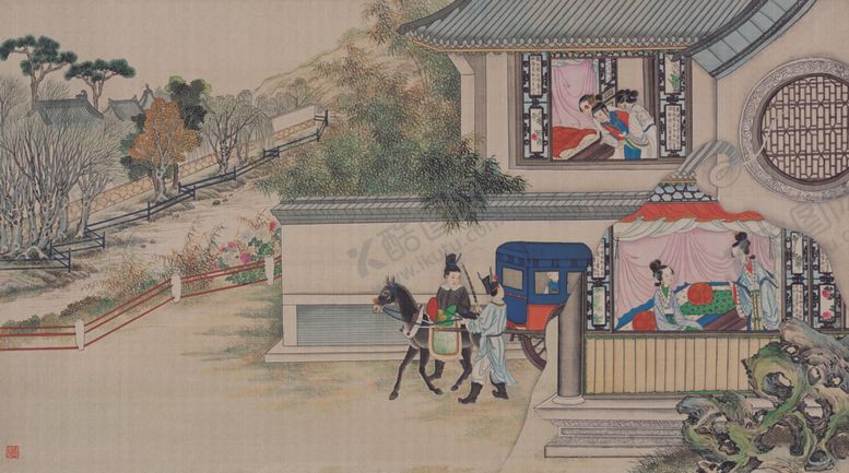 编号：28080709110418525052【酷图网】源文件下载-红楼梦场景精美工笔画