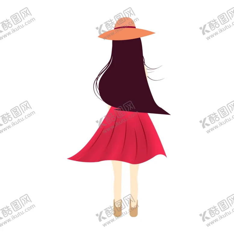 编号：99312007031447318285【酷图网】源文件下载-手绘唯美背影女孩人物元素