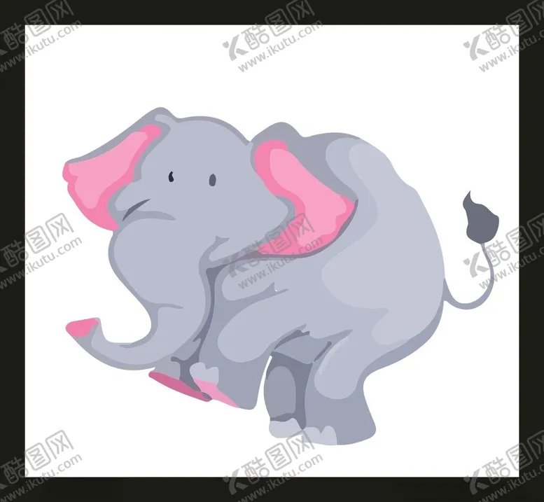 手绘卡通大象动画小猪动物
