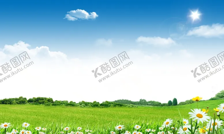 编号：39919506290929254063【酷图网】源文件下载-蓝天白云草地