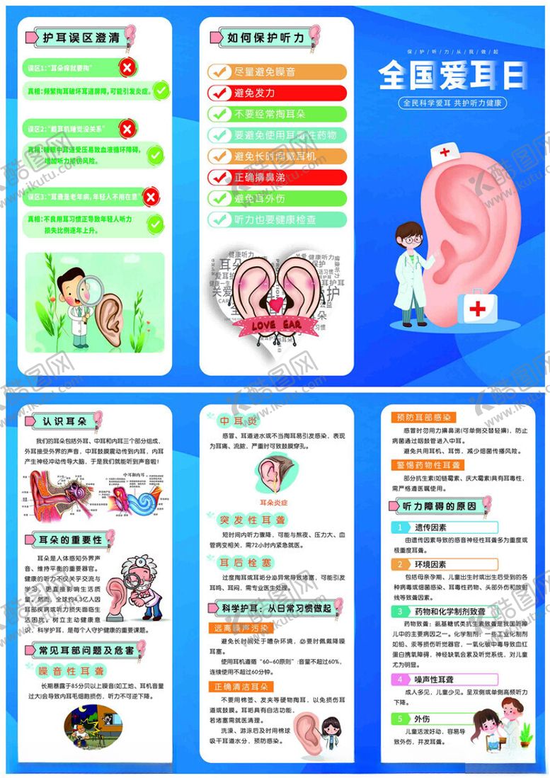 编号：58849004051039465161【酷图网】源文件下载-全国爱耳日三折页宣传单