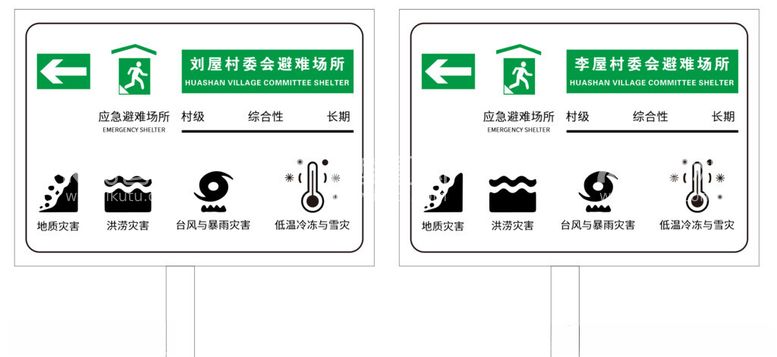 编号：44485611300337329666【酷图网】源文件下载-避难场所指示牌