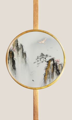 中式山水线条国画装饰画