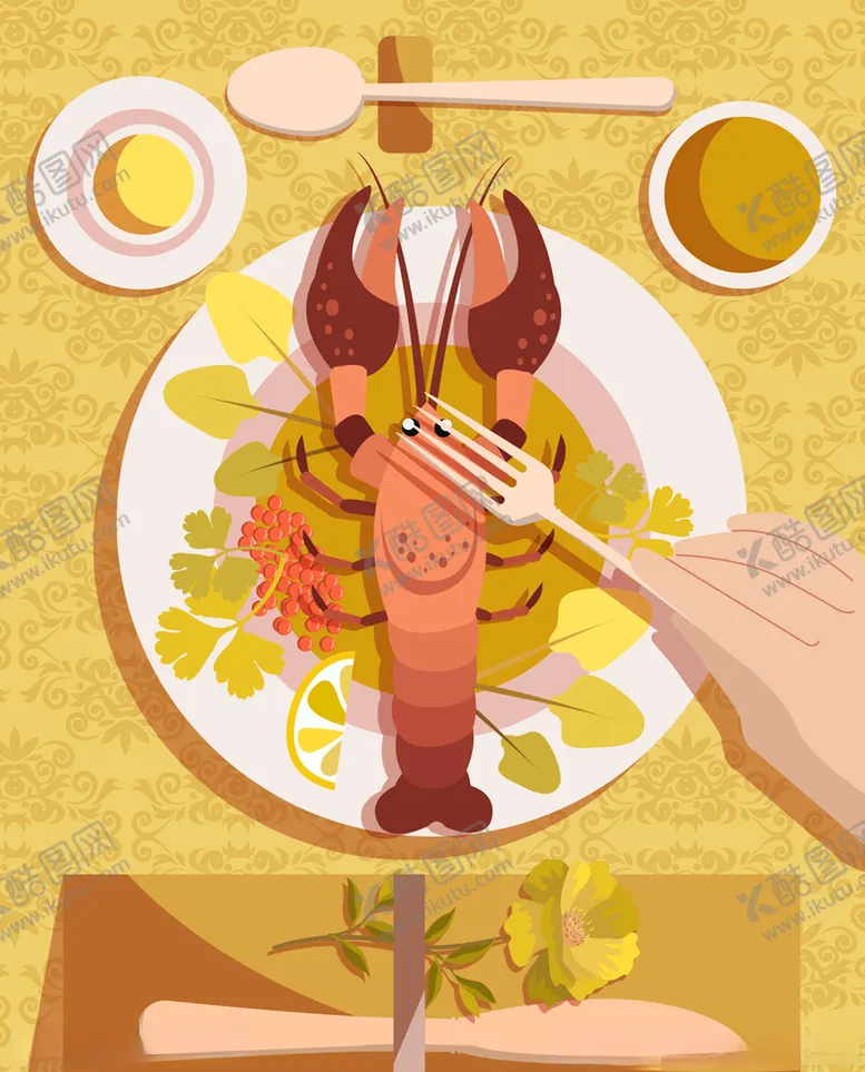 编号：52533509091100196264【酷图网】源文件下载-龙虾料理餐厅海报