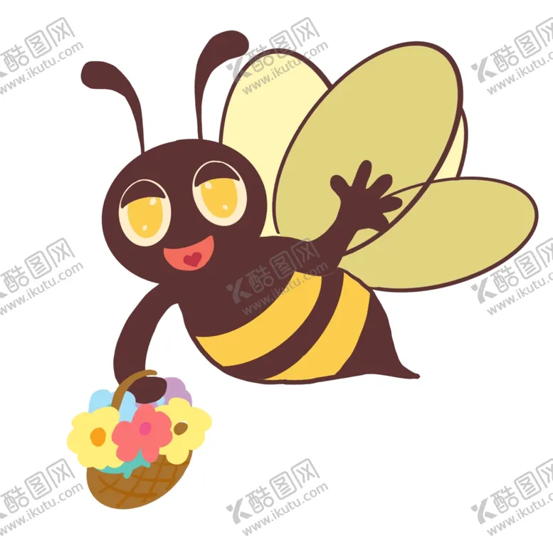 编号：76087805061247009267【酷图网】源文件下载-提着花篮的小蜜蜂插画