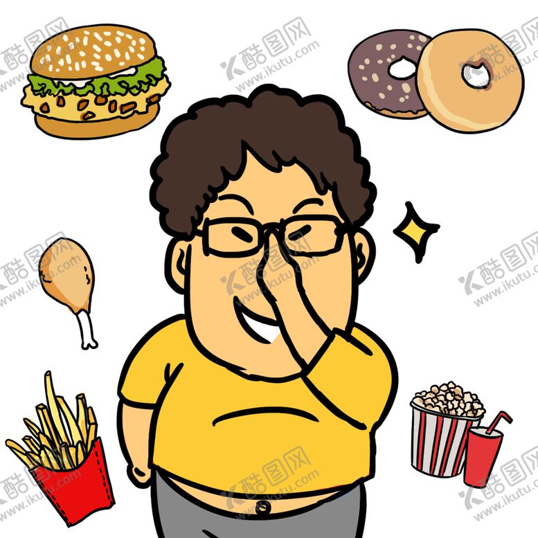 编号：45036109200830348023【酷图网】源文件下载-漫画胖子零食