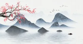 水墨山水画抽象背景墙大理石大幅