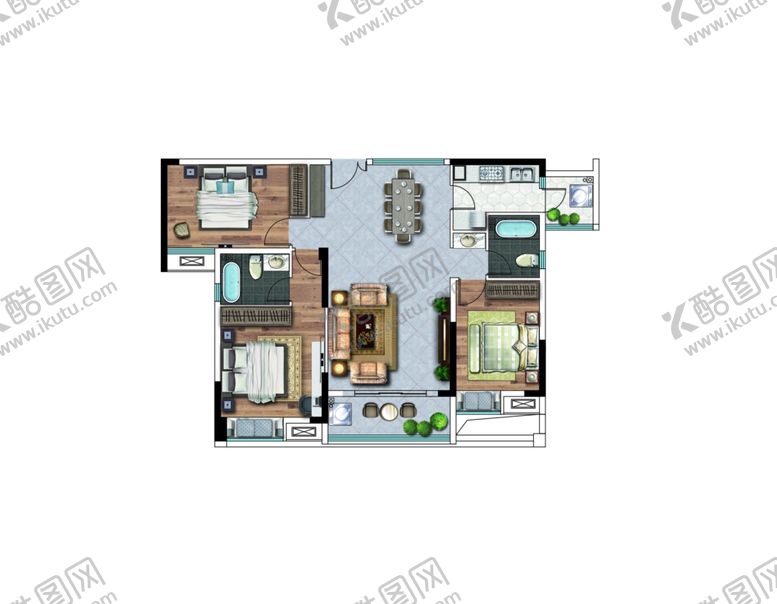 编号：95722709240731343360【酷图网】源文件下载-户型平面图填彩