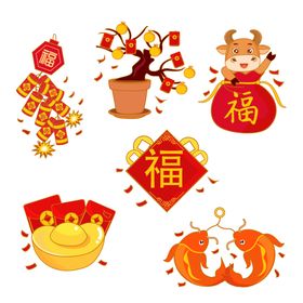 新年春节过年元旦图标贴纸