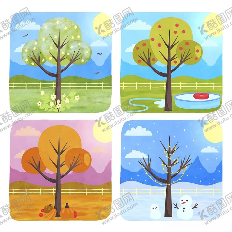 编号：75347411171344465881【酷图网】源文件下载-四季树木插图