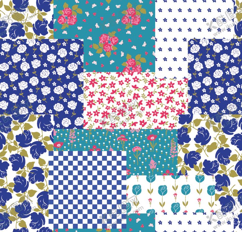 编号：59569304041953023550【酷图网】源文件下载-粉色花卉拼接图案背景