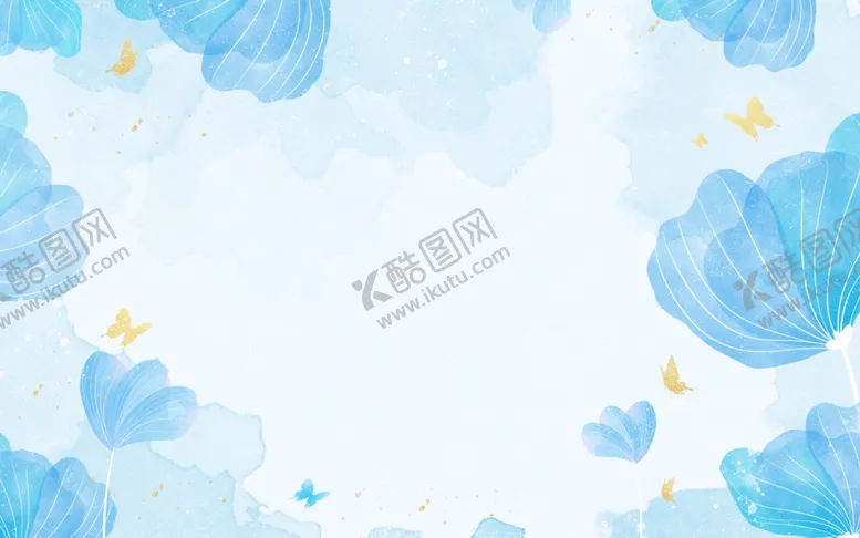 编号：28495710080203524850【酷图网】源文件下载-蓝色唯美花朵水印背景