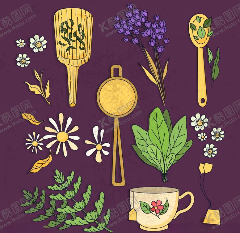 编号：55315709281258371999【酷图网】源文件下载-花卉叶子枝叶紫色绿色