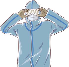 医护人员戴防护镜手绘透明底